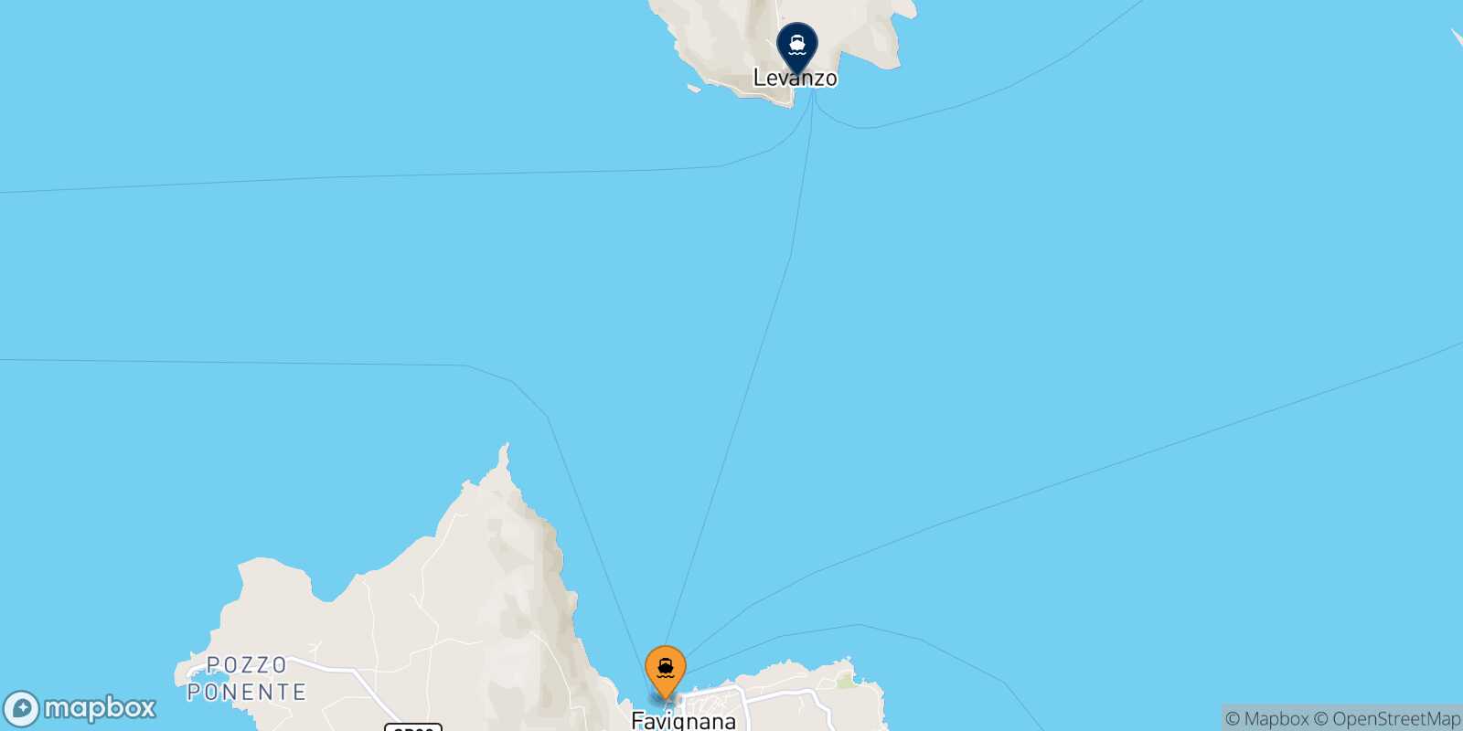 Mapa de la ruta Favignana Levanzo