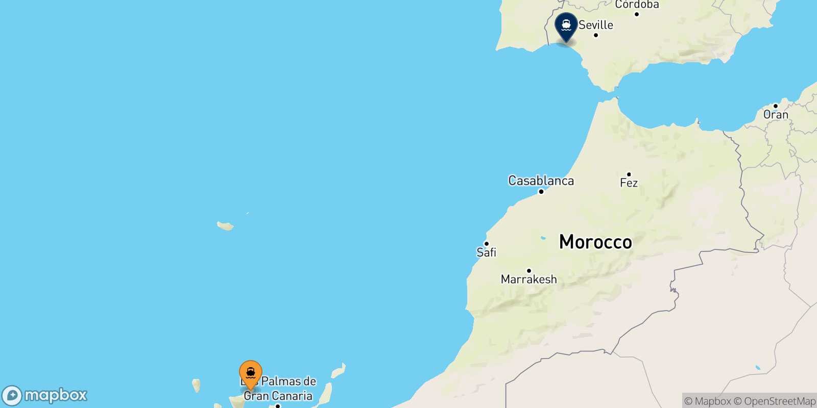Mapa de la ruta Santa Cruz De Tenerife Huelva