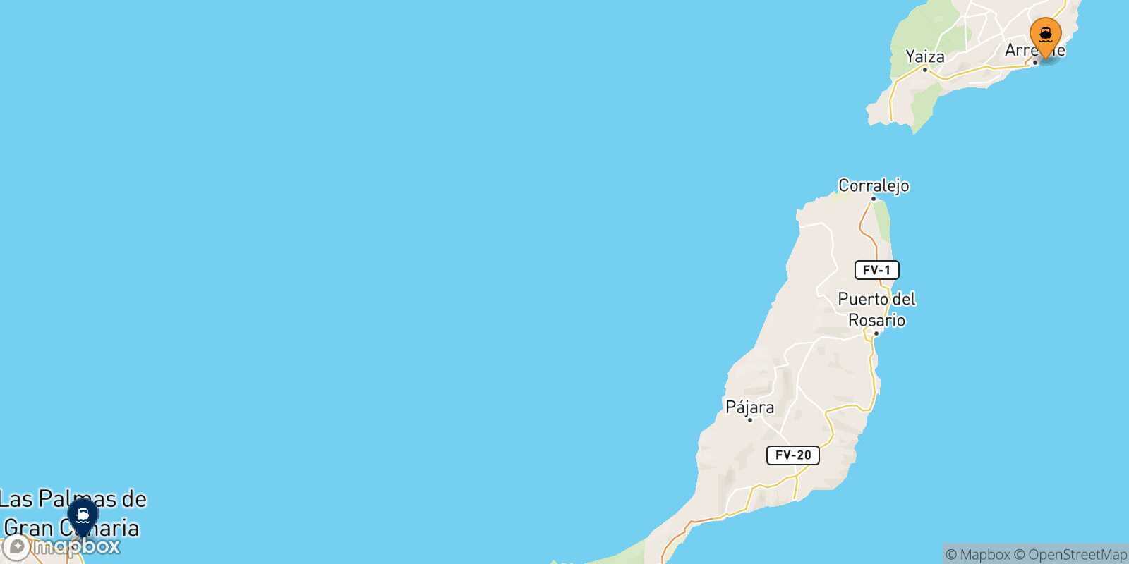 Mapa de la ruta Arrecife (Lanzarote) Las Palmas De Gran Canaria