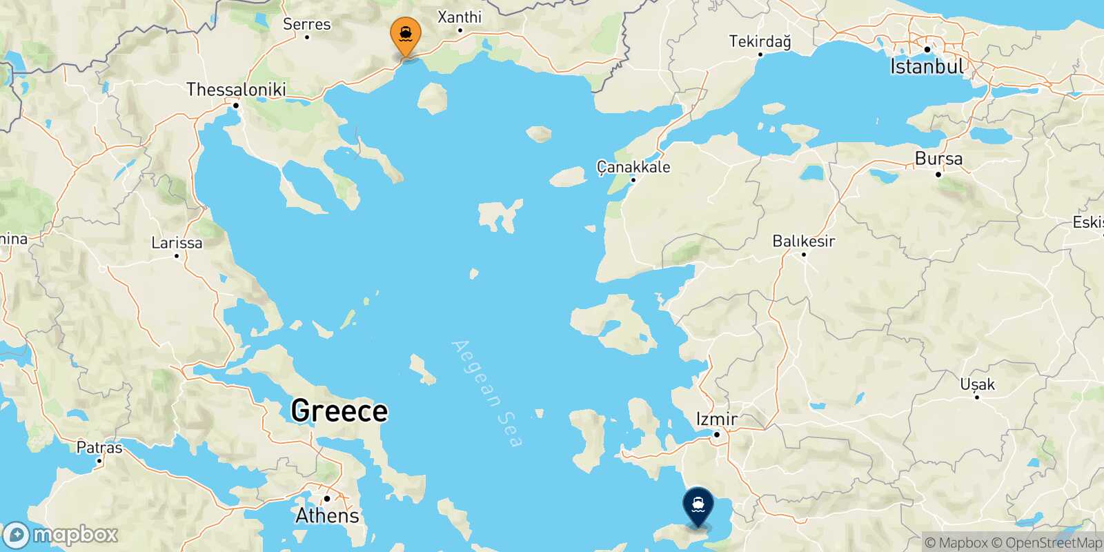 Mapa de la ruta Kavala Vathi (Samos)