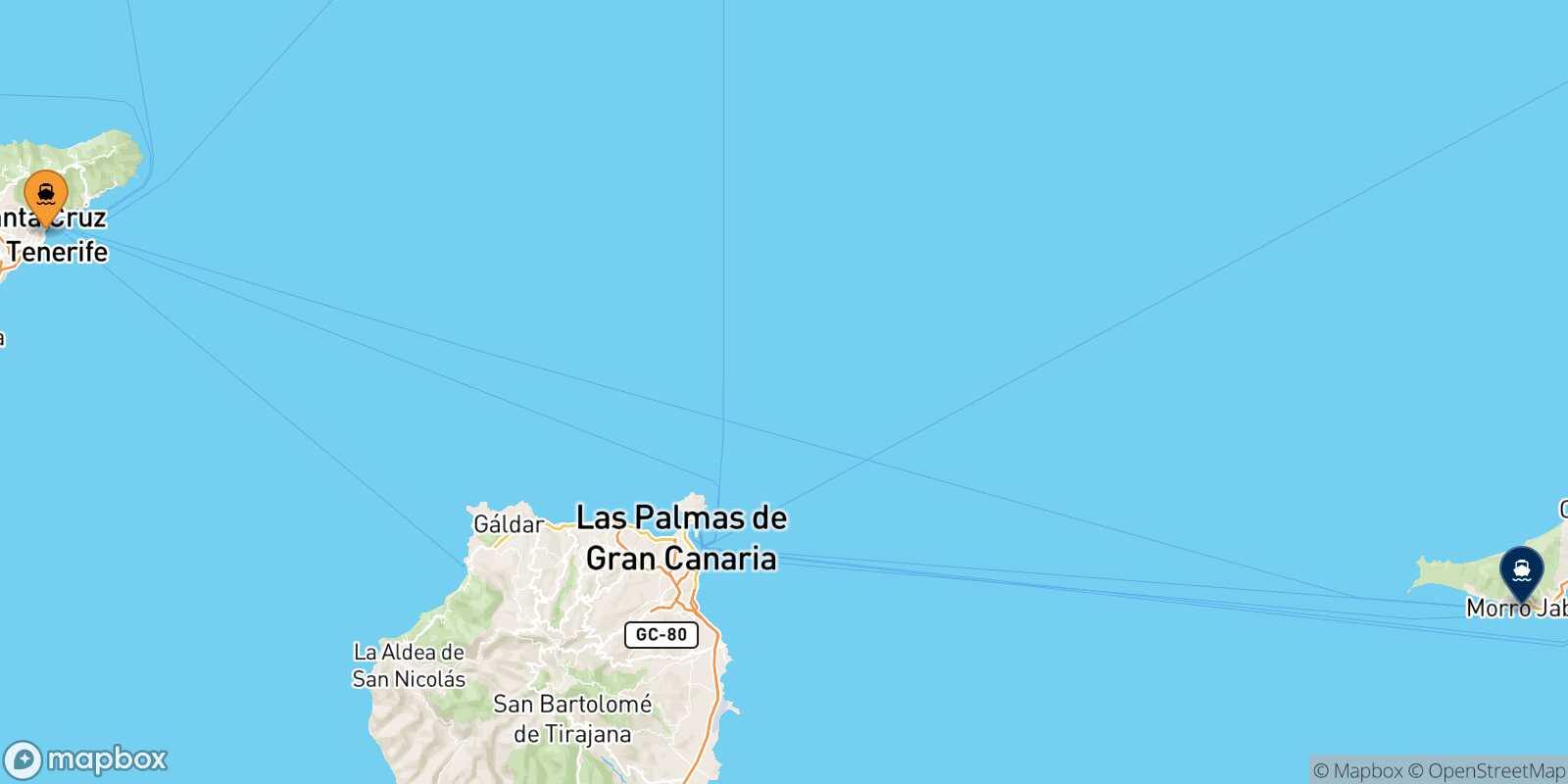 Mapa de la ruta Santa Cruz De Tenerife Morro Jable (Fuerteventura)