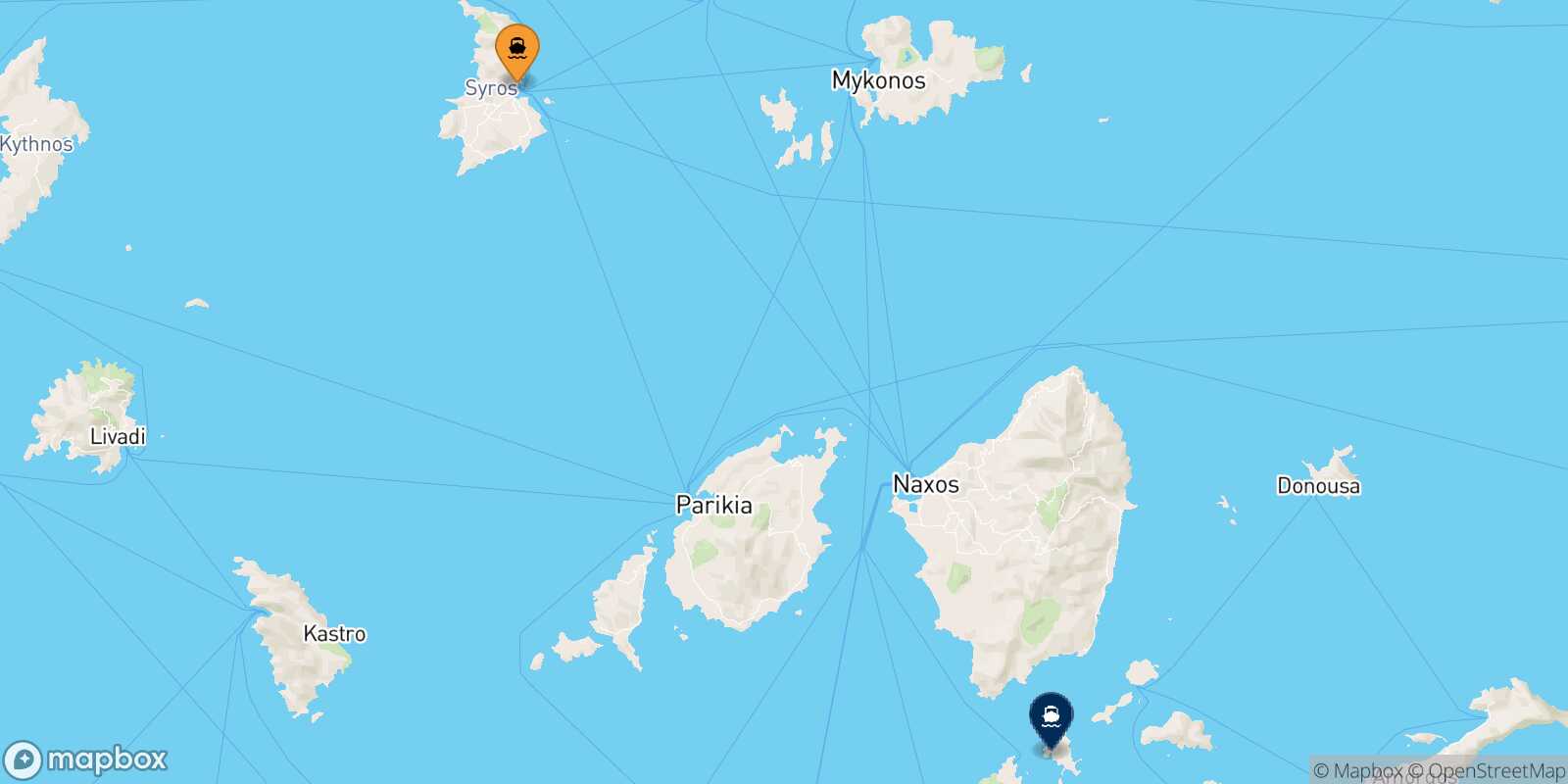 Mapa de la ruta Syros Schinoussa
