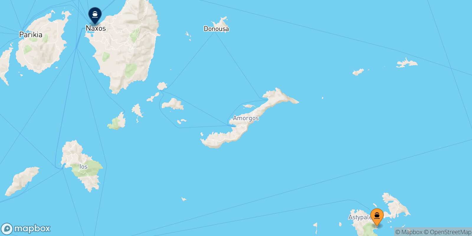 Mapa de la ruta Astipalea Naxos