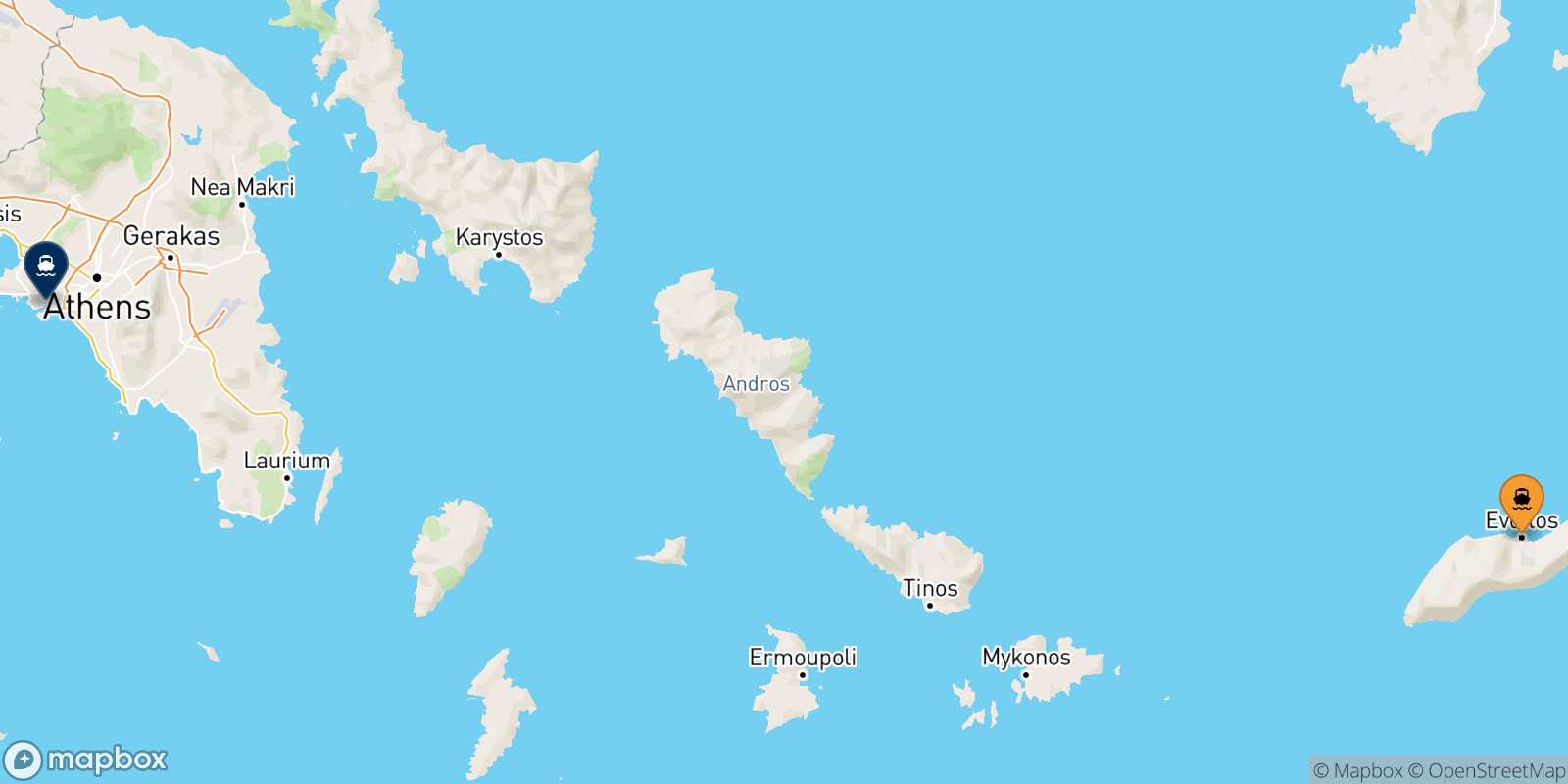 Mapa de la ruta Agios Kirikos (Ikaria) El Pireo