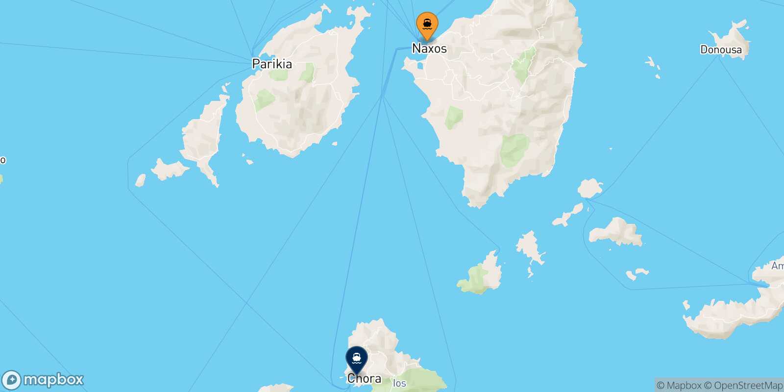 Mapa de la ruta Naxos Ios