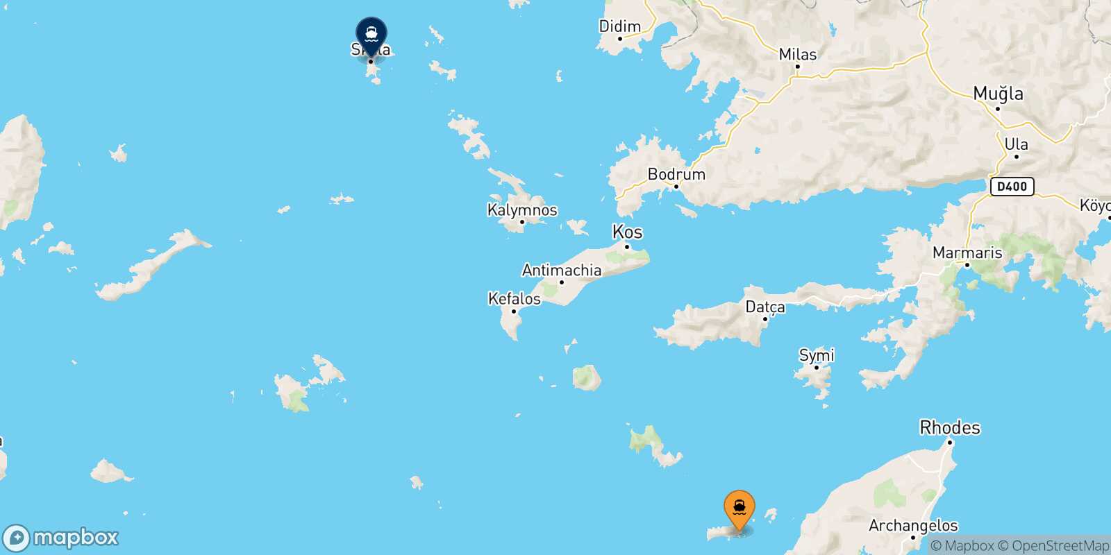 Mapa de la ruta Chalki Patmos