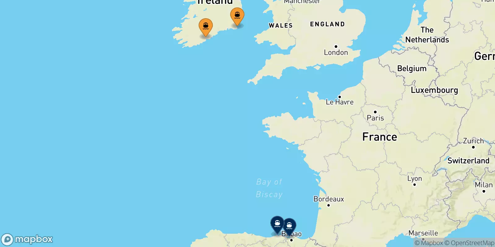 Ferries de Irlanda a España