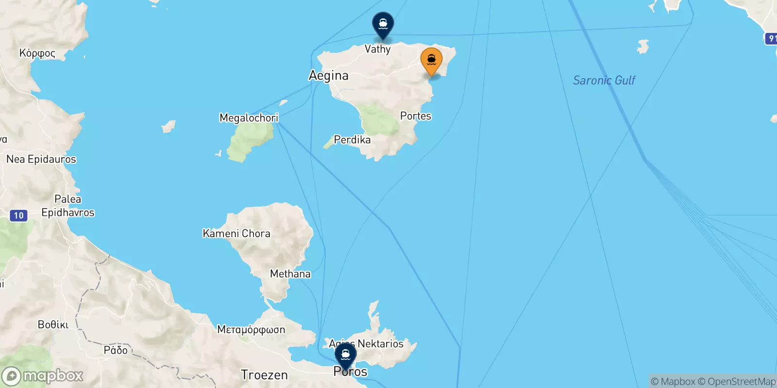 Ferries de Agia Marina (Aegina) a Islas Sarónicas