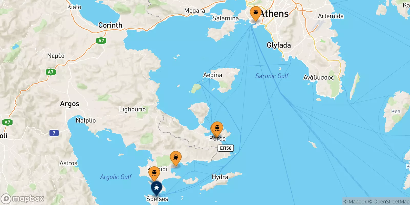 Ferries de Grecia a Spetses