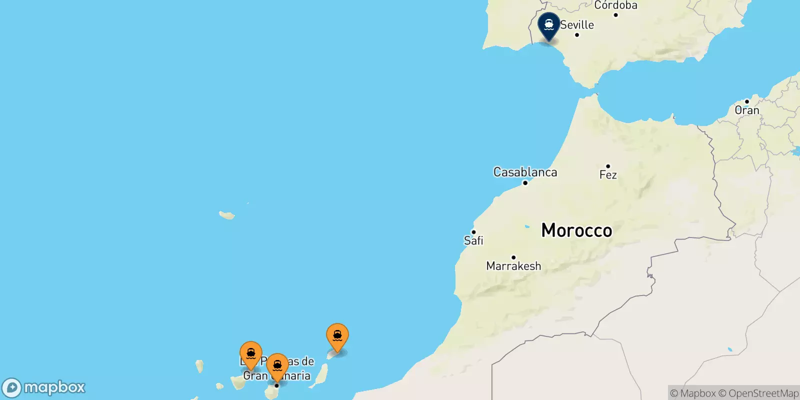 Ferries de Islas Canarias a Huelva