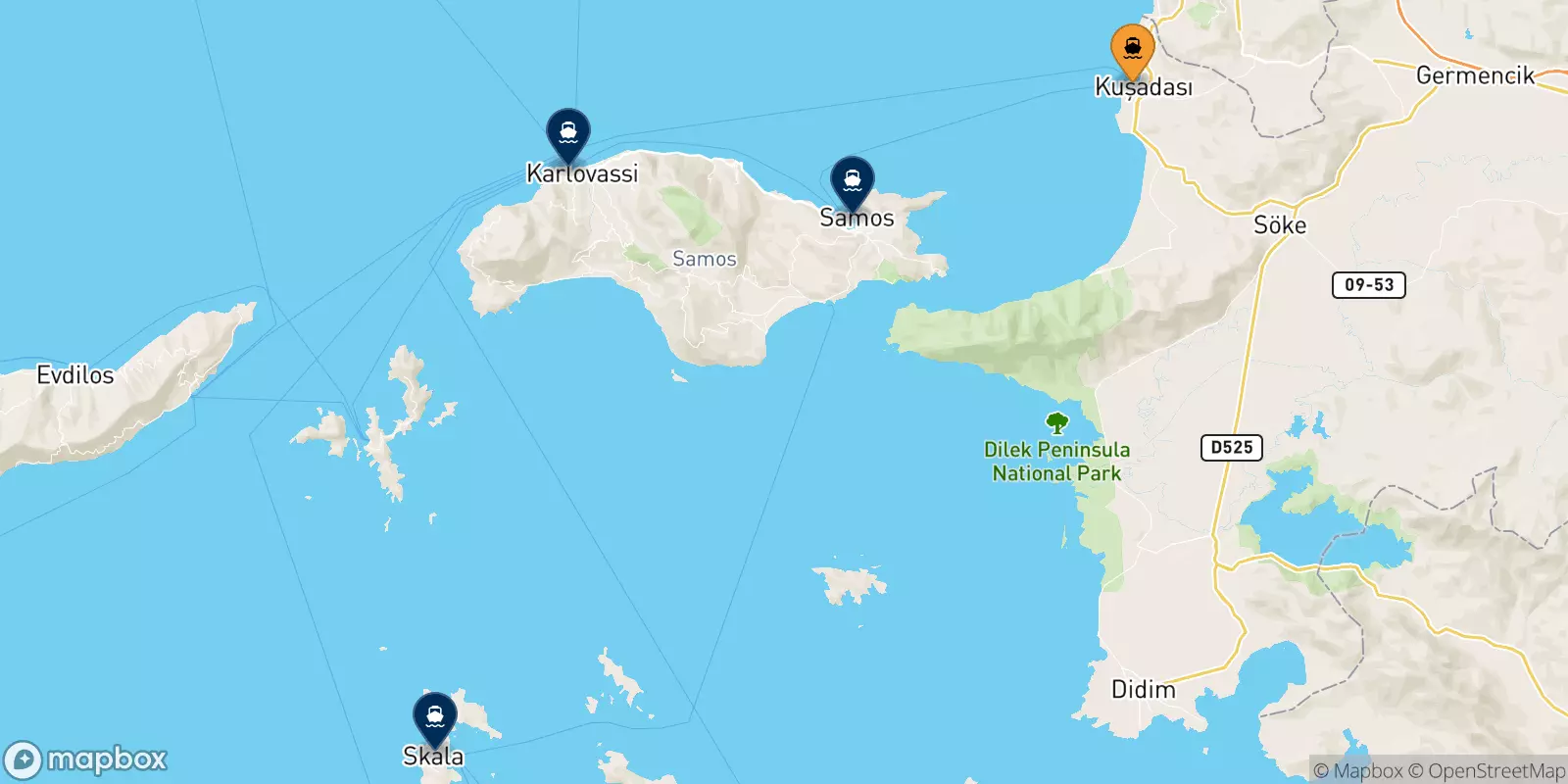 Ferries de Kusadasi a Grecia