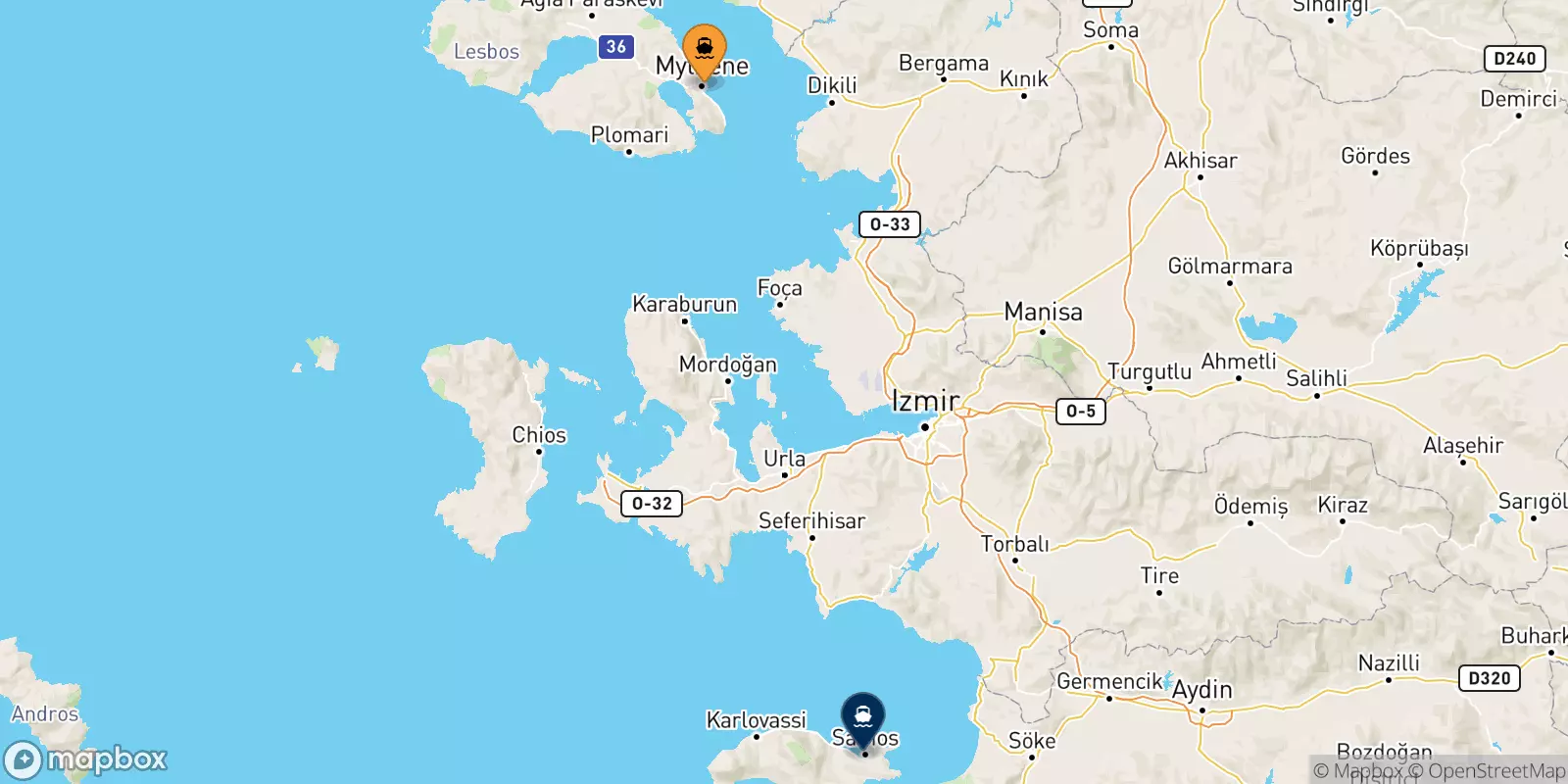 Ferries de Mytilene (Lesvos) a Vathi (Samos)