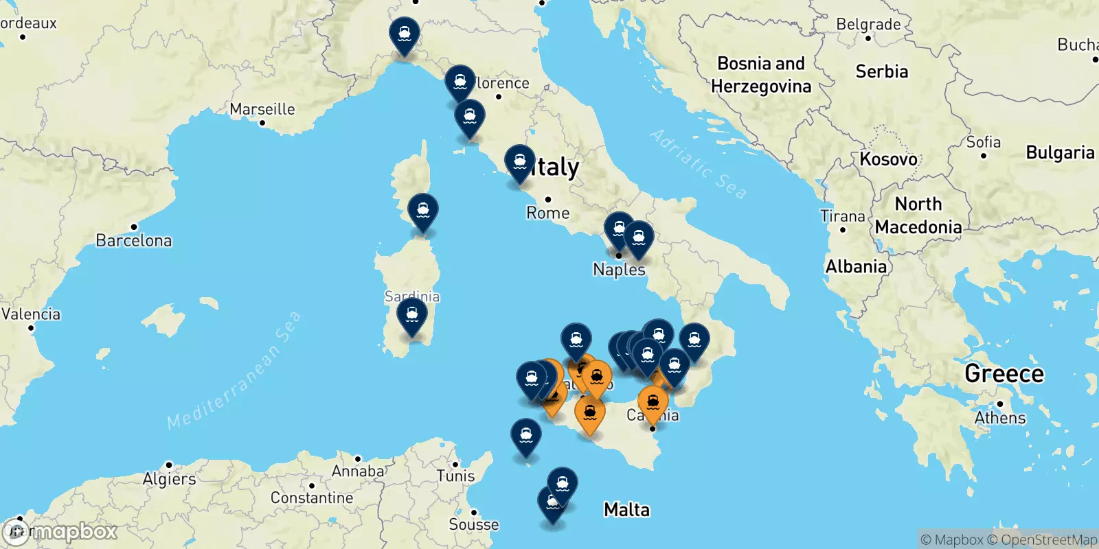 Ferries de Sicilia a Italia