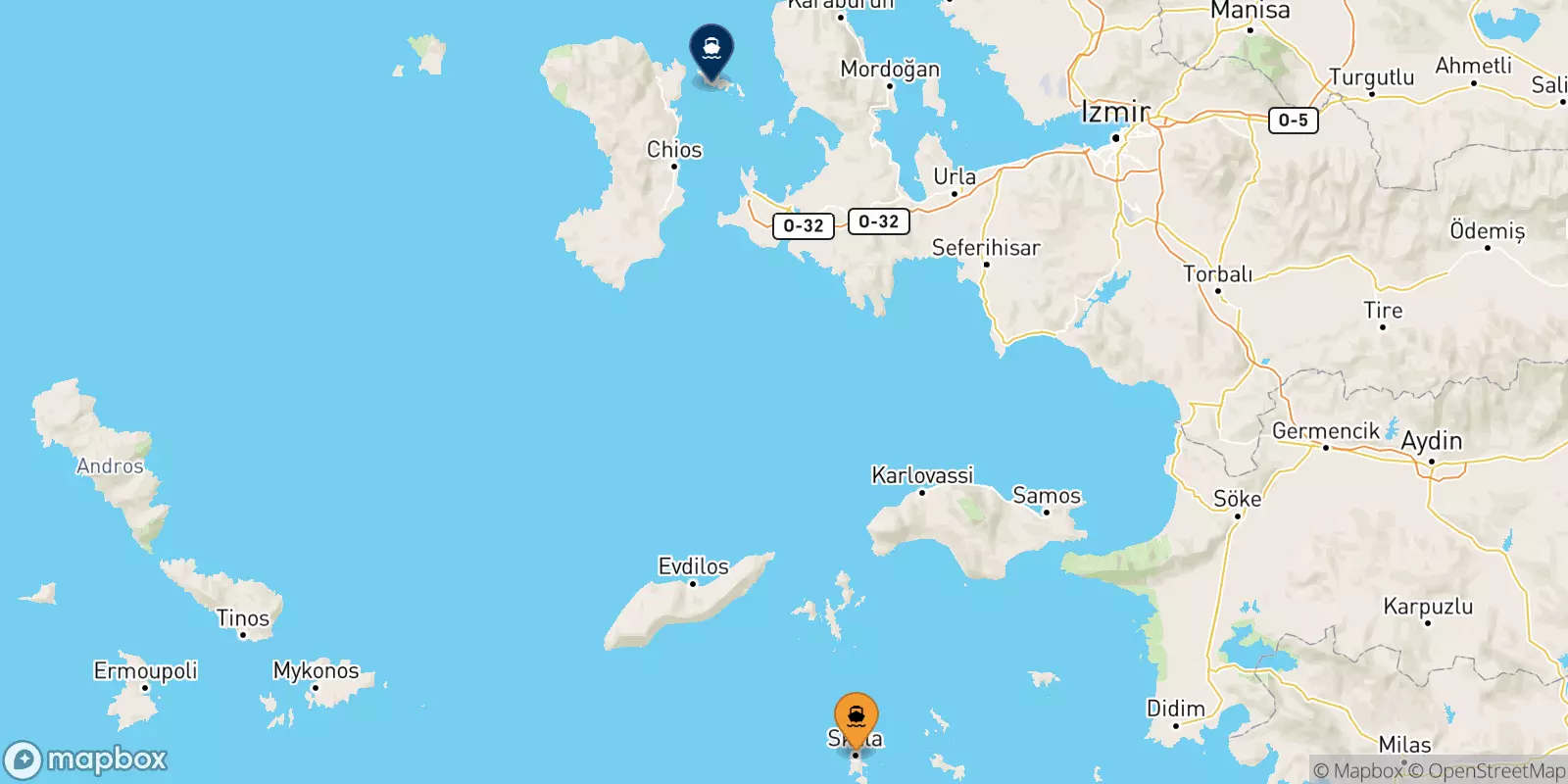 Ferries de Patmos a Inousses