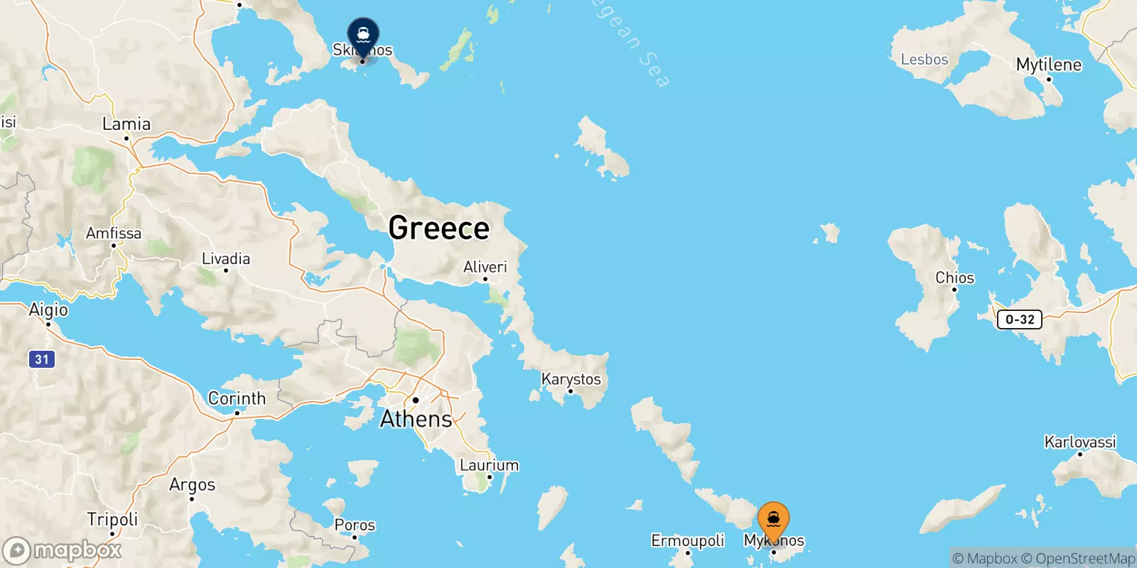 Ferries de Mykonos a Skiathos