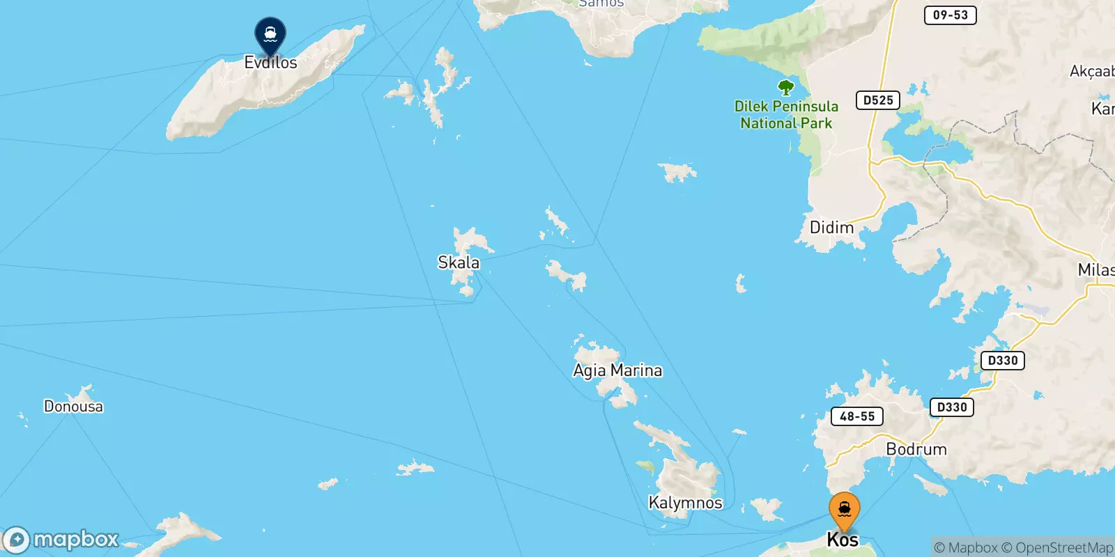 Ferries de Kos a Evdilos (Ikaria)