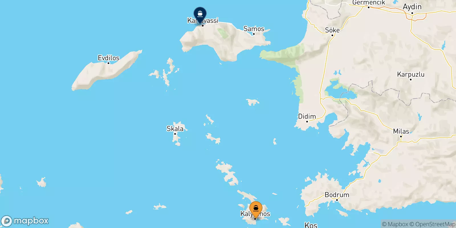 Ferries de Kalymnos a Karlovassi (Samos)