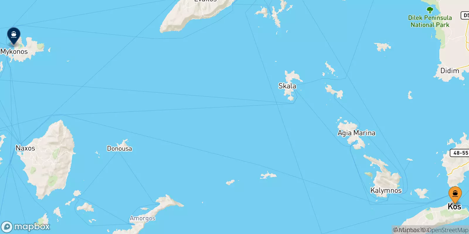 Ferries de Kos a Mykonos